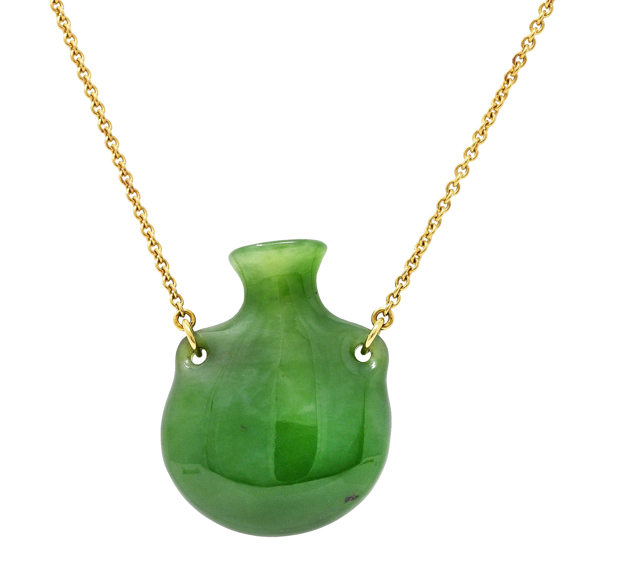 Elsa Peretti Tiffany & Co. Nephrite Jade 18 Karat Gold Bottle NecklaceNecklace - Wilson's Estate Jewelry