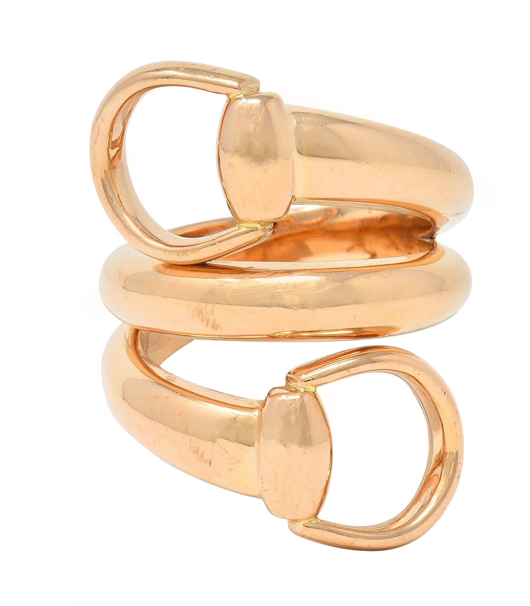 Gucci Contemporary 18 Karat Rose Gold Horsebit Wrap Ring