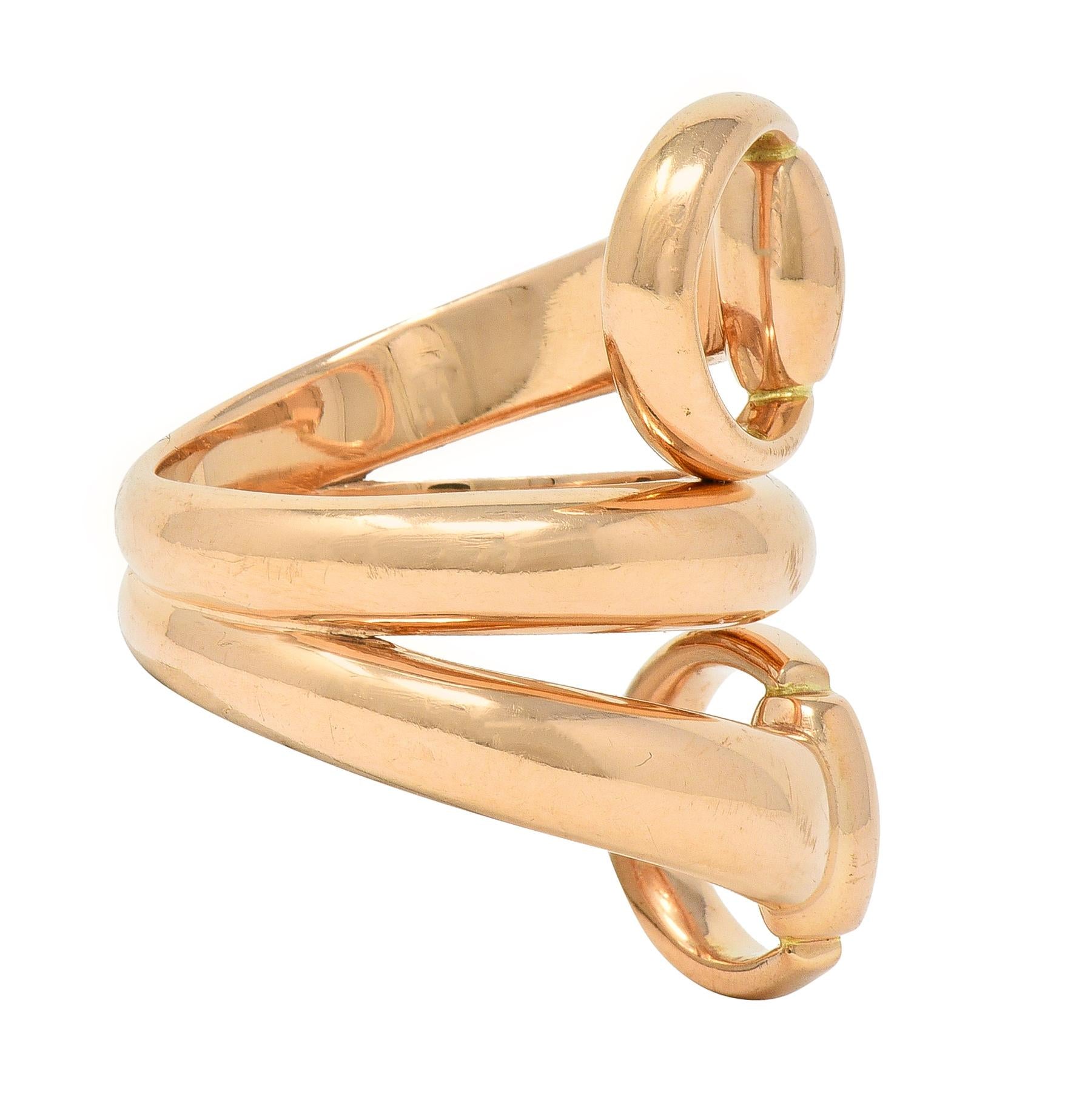 Gucci Contemporary 18 Karat Rose Gold Horsebit Wrap Ring