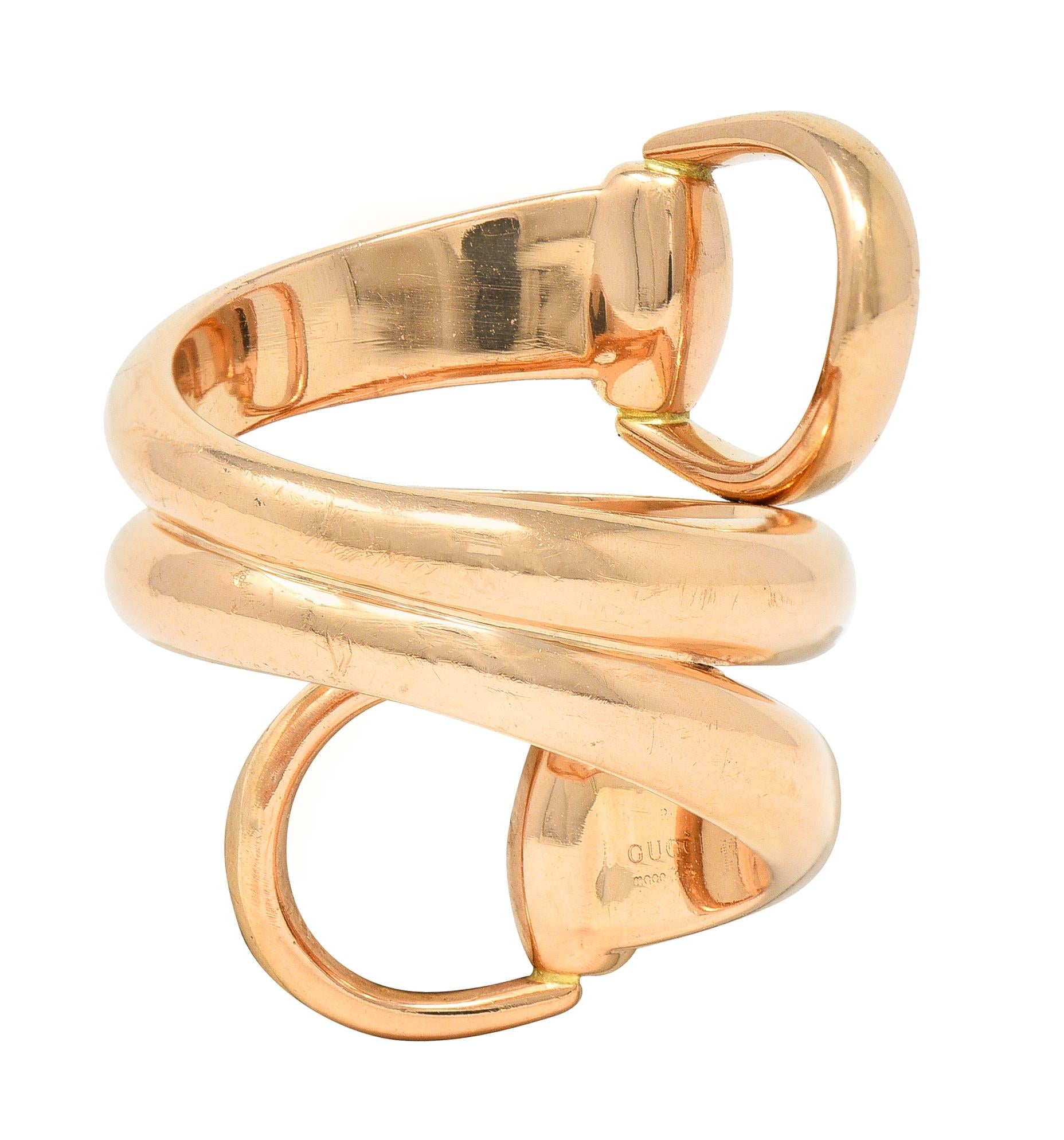 Gucci Contemporary 18 Karat Rose Gold Horsebit Wrap Ring