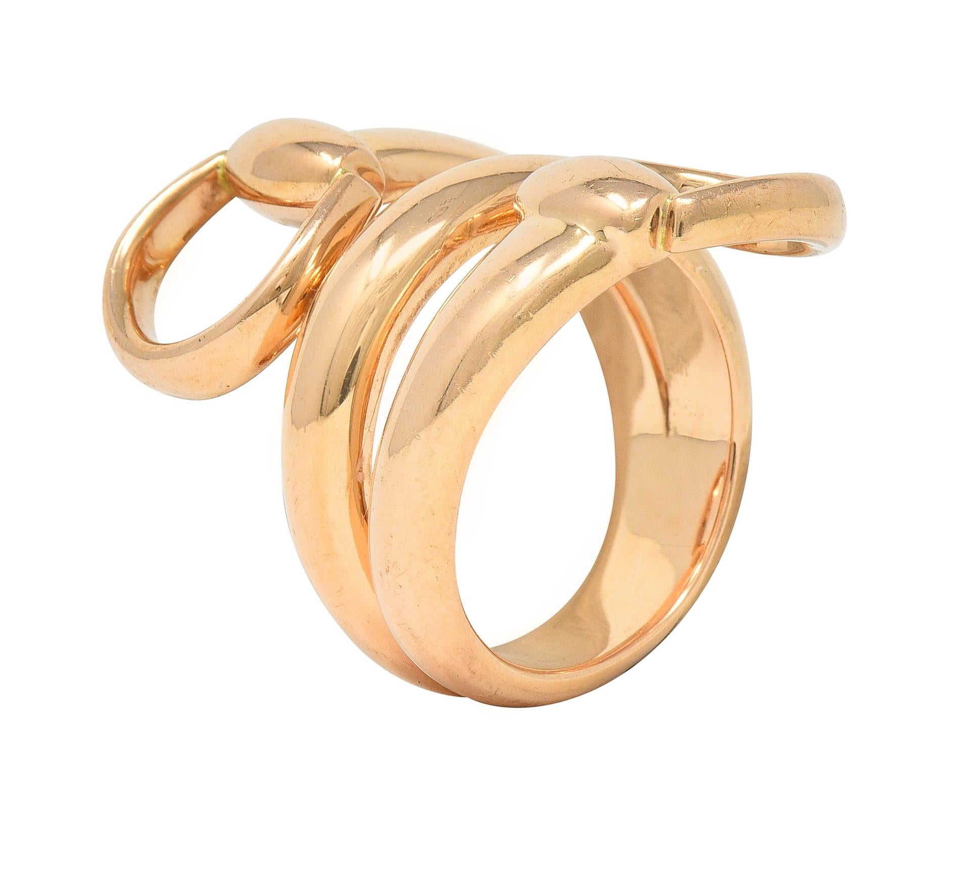 Gucci Contemporary 18 Karat Rose Gold Horsebit Wrap Ring