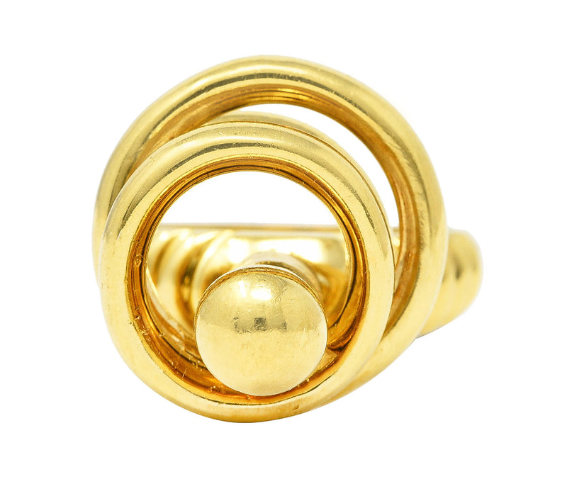 18K Gold Ring Chain Stainless Steel Vintage Statement Ring 