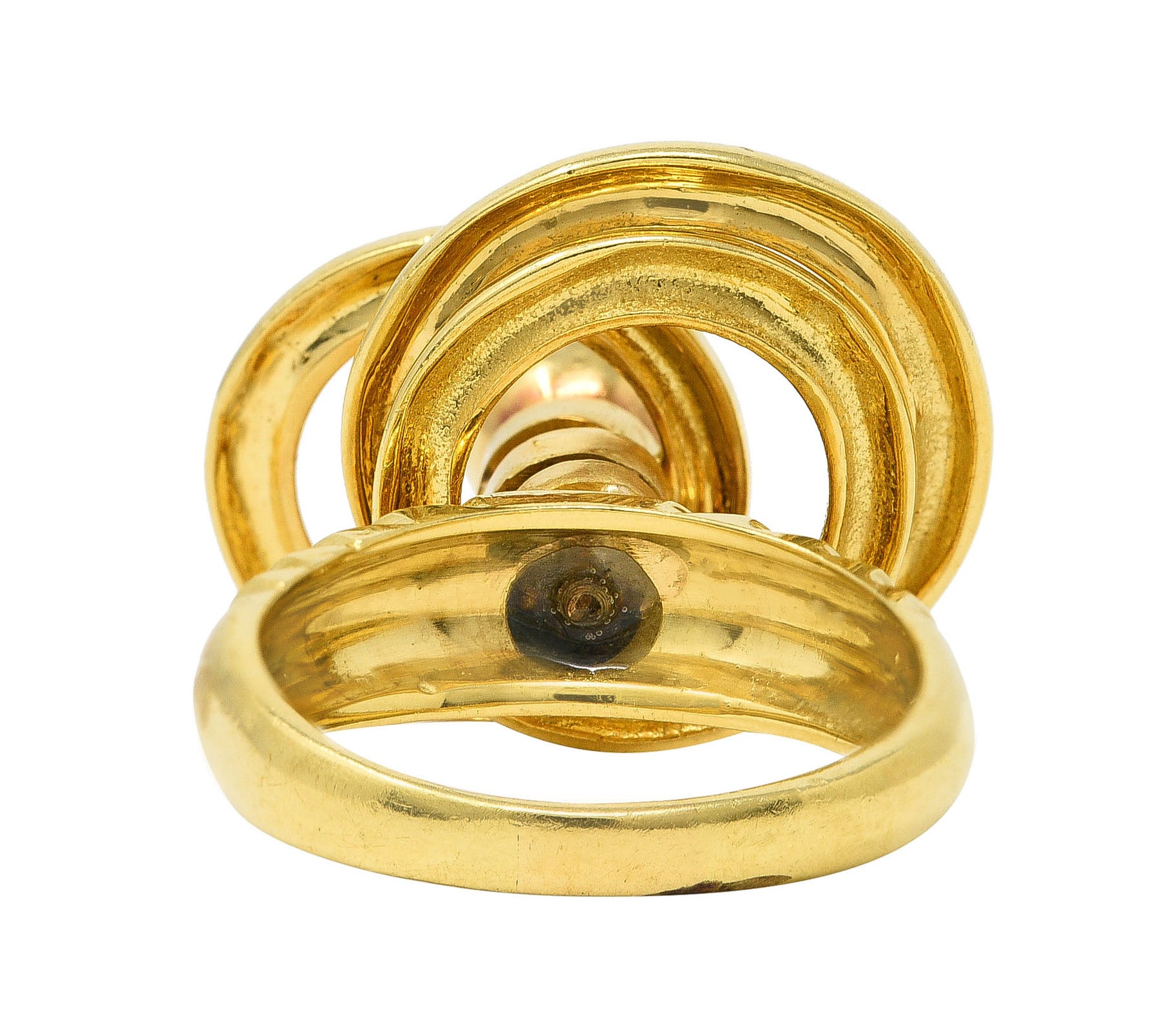 Modernist 1960's 18 Karat Yellow Gold Kinetic Spinning Vintage Fidget Statement Ring Wilson's Estate Jewelry