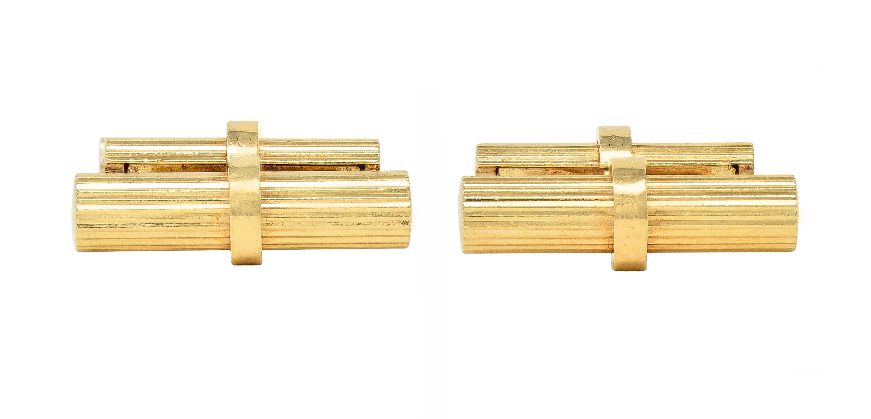 Tiffany & Co. 1960's 14 Karat Yellow Gold Barrel Vintage Cufflinks