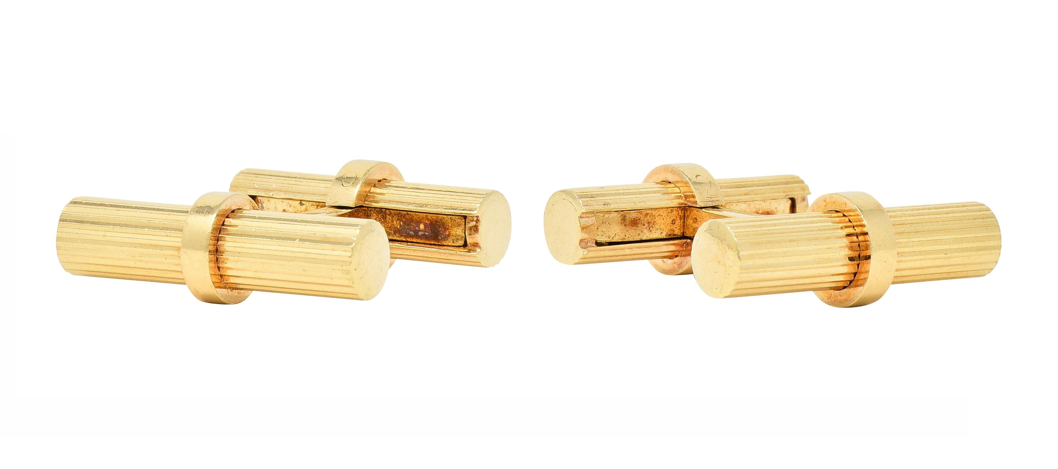 Tiffany & Co. 1960's 14 Karat Yellow Gold Barrel Vintage Cufflinks