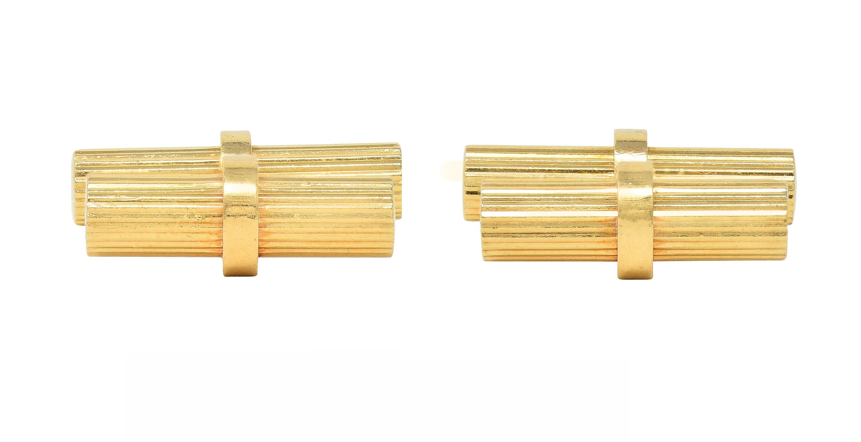 Tiffany & Co. 1960's 14 Karat Yellow Gold Barrel Vintage Cufflinks