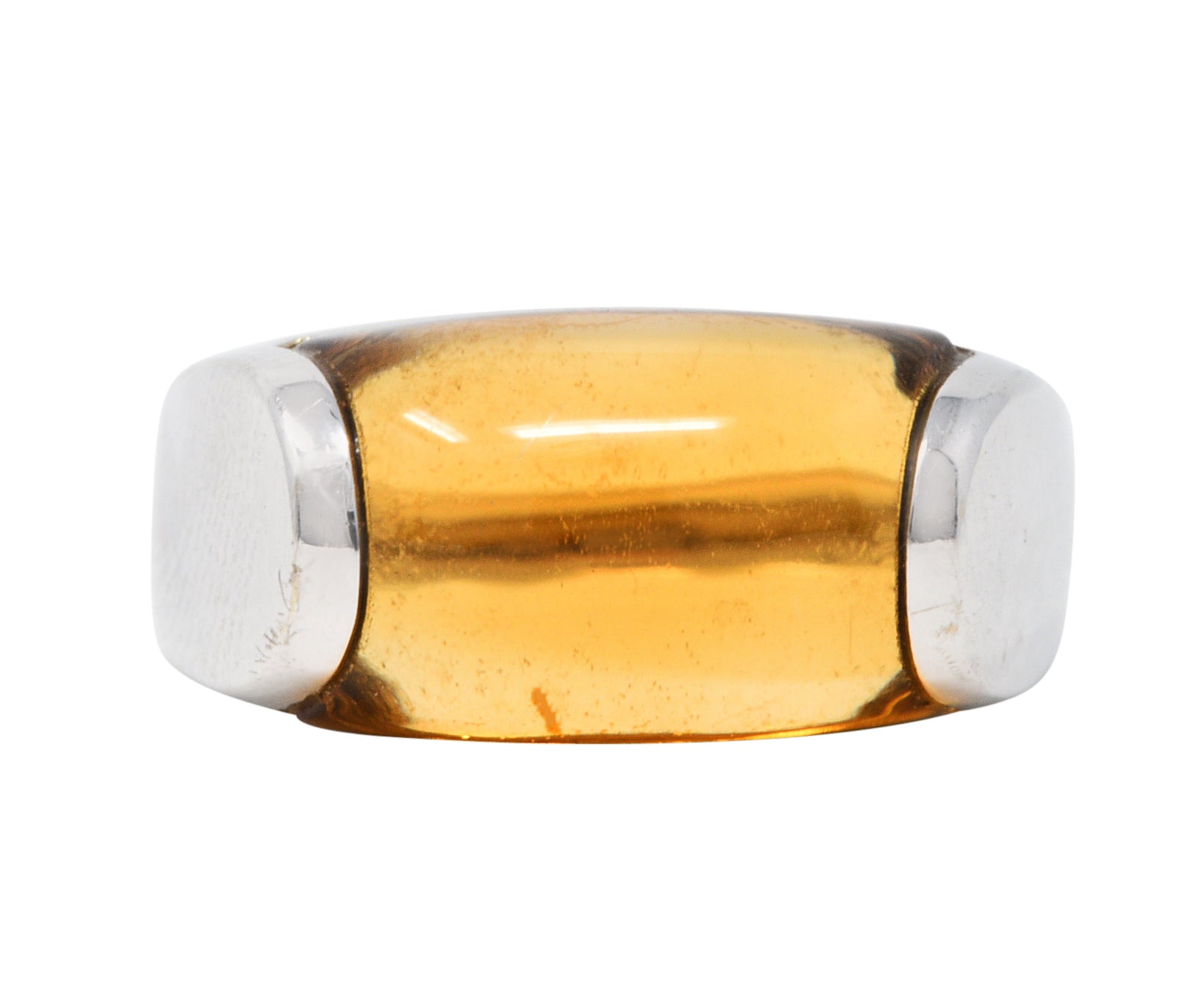 Bulgari Citrine 18 Karat White Gold Tronchetto Gemstone Band RingRing - Wilson's Estate Jewelry