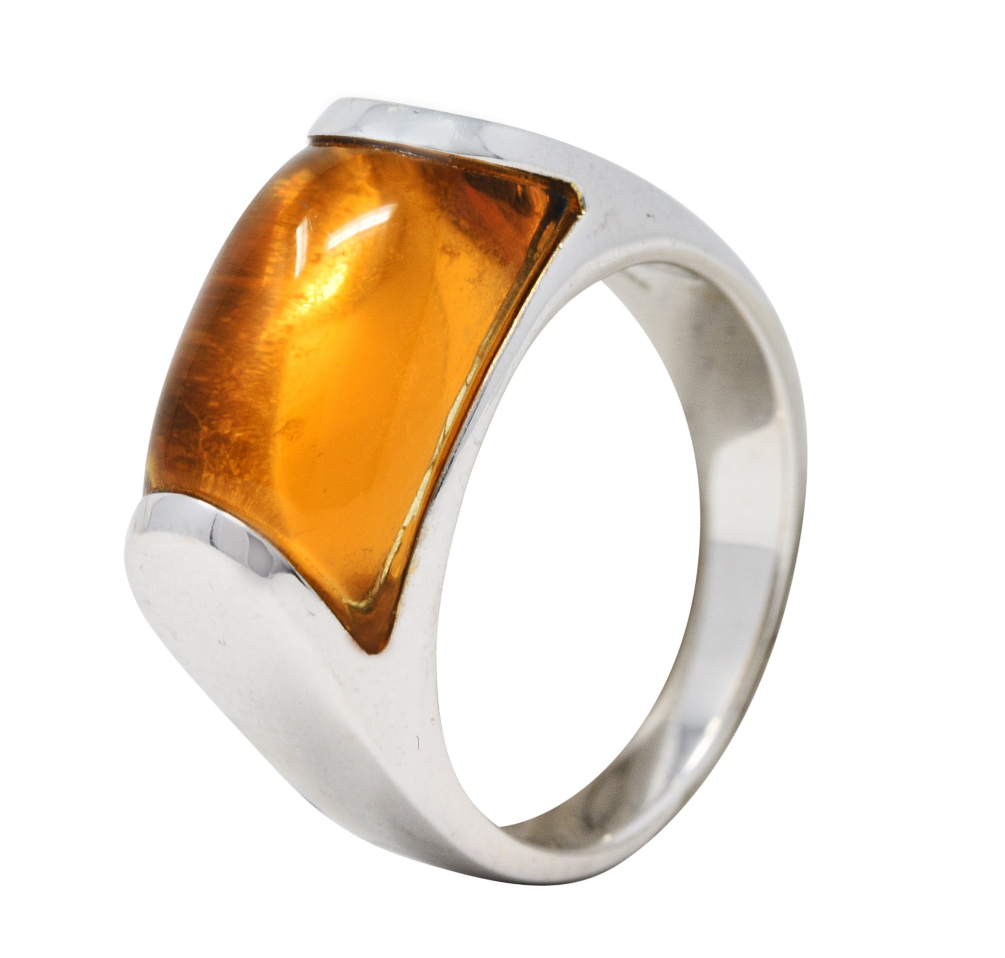 Bulgari Citrine 18 Karat White Gold Tronchetto Gemstone Band RingRing - Wilson's Estate Jewelry