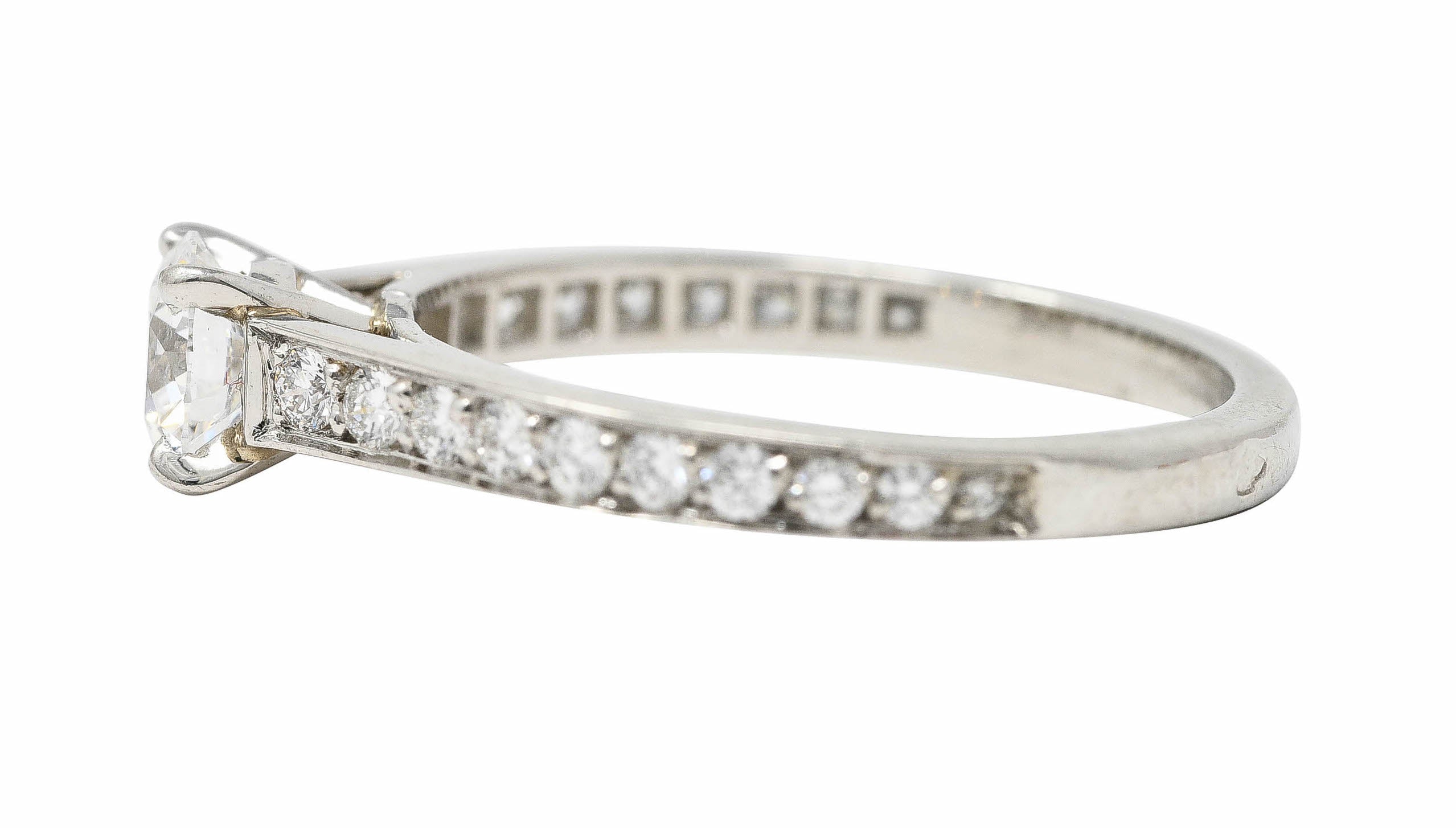 Cartier French Contemporary 0.42 CTW Transitional Cut Diamond Platinum Engagement Ring GIA Wilson's Estate Jewelry