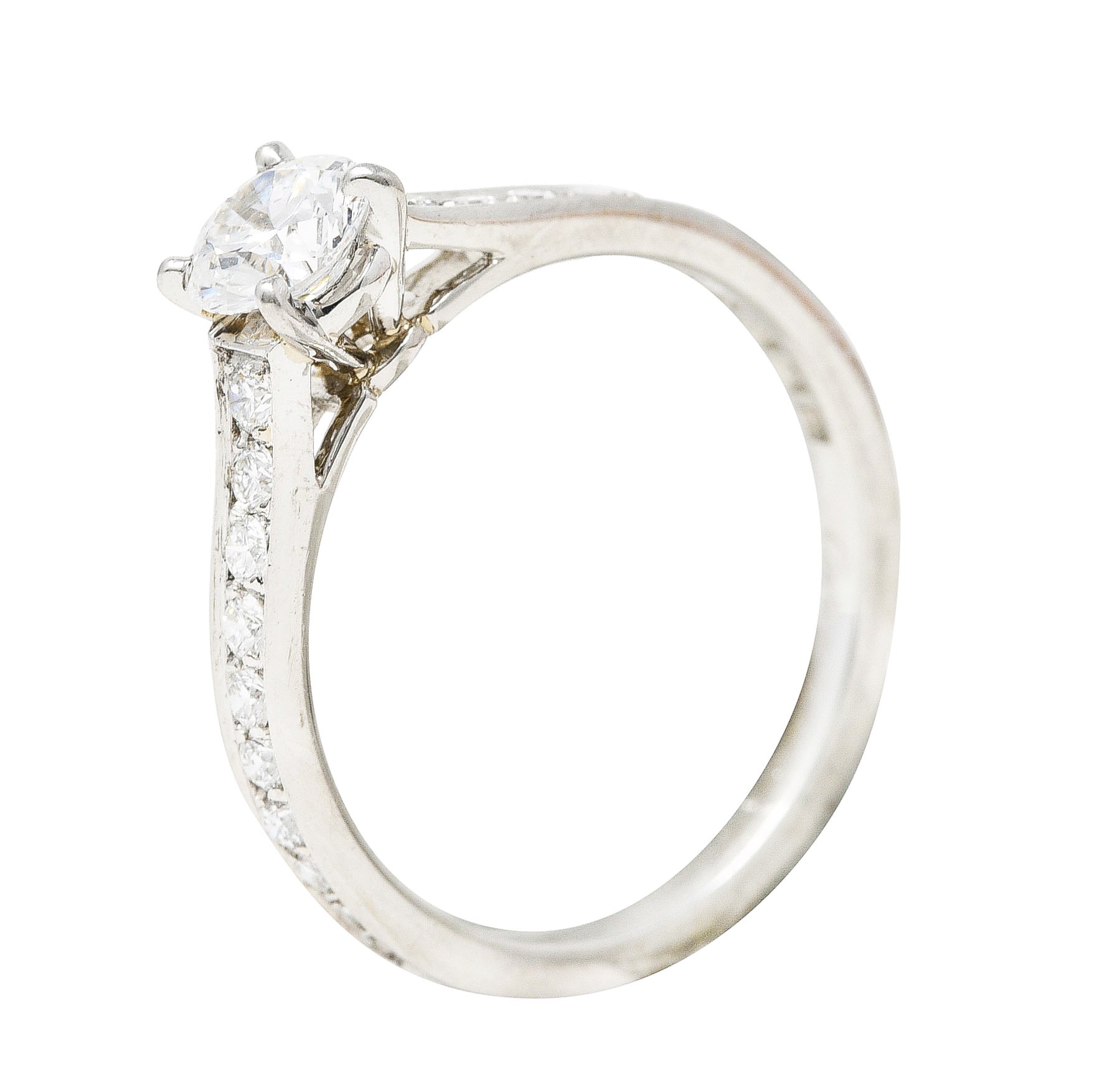 Cartier French Contemporary 0.42 CTW Transitional Cut Diamond Platinum Engagement Ring GIA Wilson's Estate Jewelry