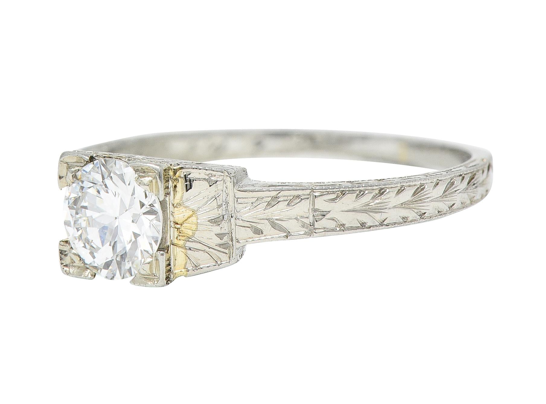 1930s Art Deco 0.40 CTW Old European Cut Diamond 18 Karat Gold Engagement Ring