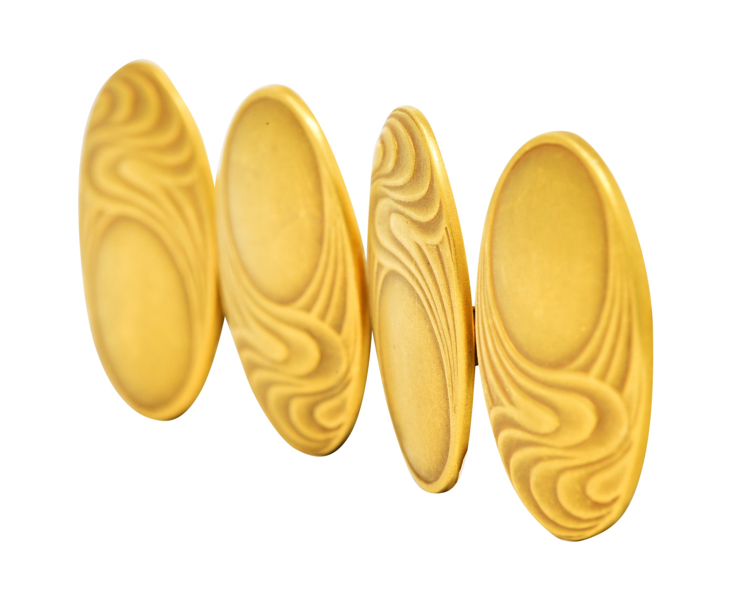 1905 Bippart & Co. 14 Karat Gold Moonlit Wave Men's Nouveau CufflinksCufflinks - Wilson's Estate Jewelry