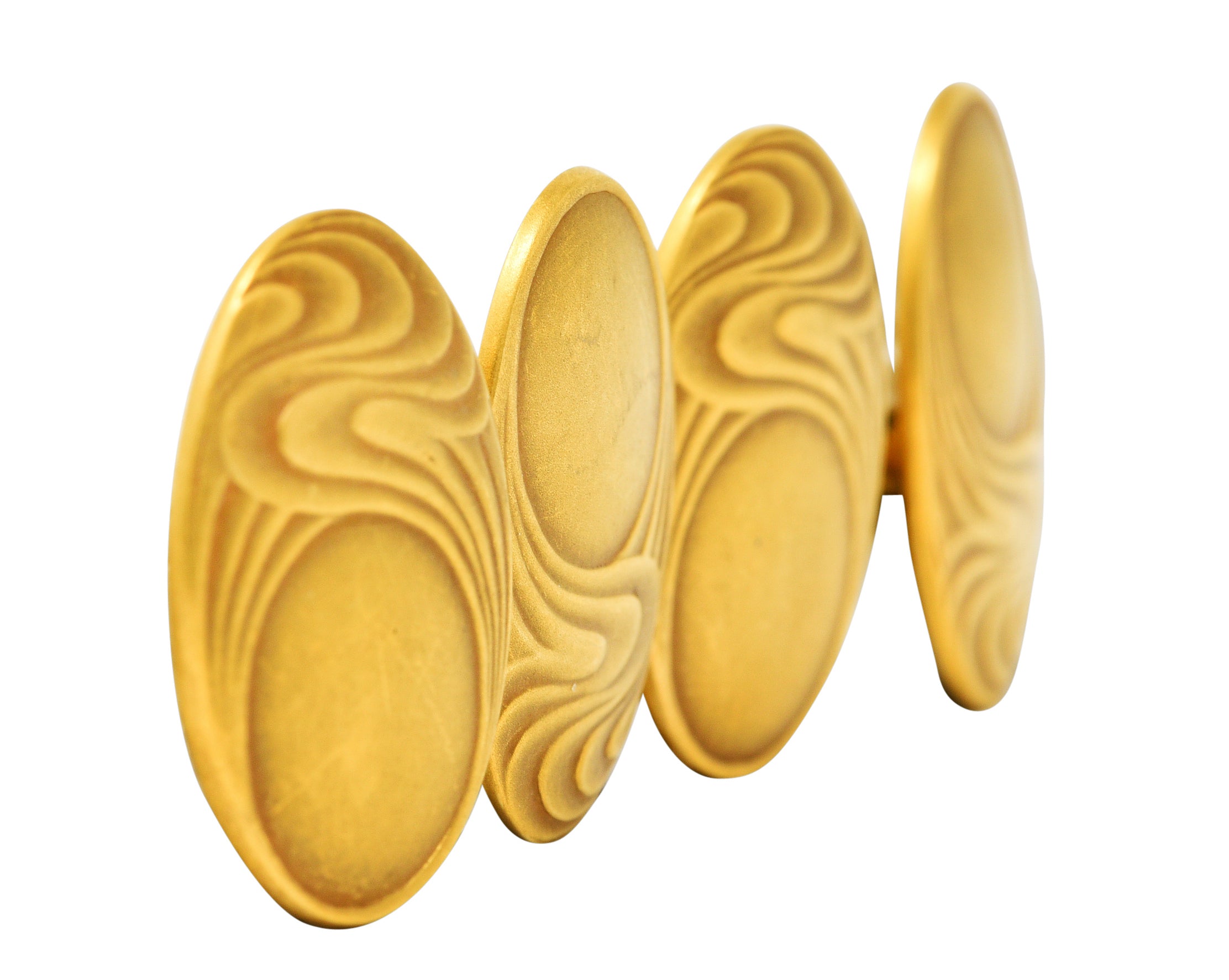 1905 Bippart & Co. 14 Karat Gold Moonlit Wave Men's Nouveau CufflinksCufflinks - Wilson's Estate Jewelry