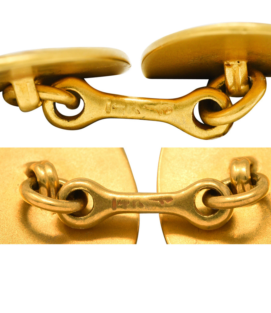 1905 Bippart & Co. 14 Karat Gold Moonlit Wave Men's Nouveau CufflinksCufflinks - Wilson's Estate Jewelry