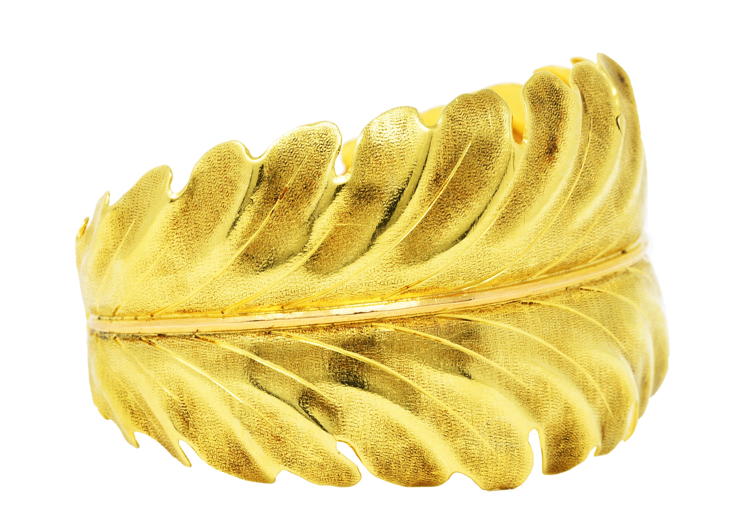 1960's Buccellati 18 Karat Two-Tone Gold Vintage Floral Oak Leaf Cuff BraceletBracelet - Wilson's Estate Jewelry