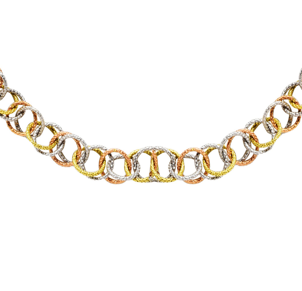 Buccellati Italy 18 Karat Tri-Colored Gold Hawaii Chain NecklaceNecklace - Wilson's Estate Jewelry