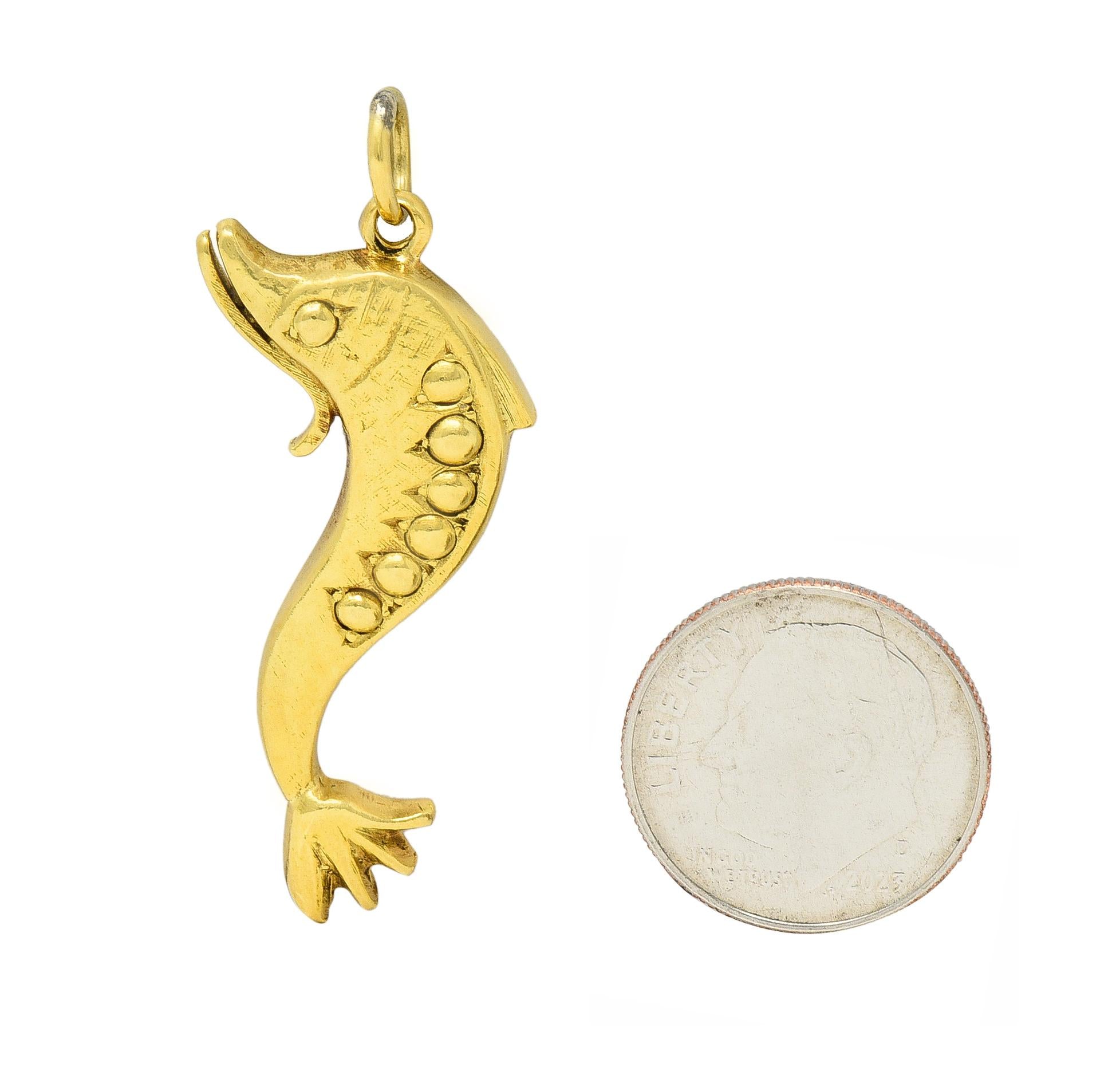 Vintage 18 Karat Yellow Gold Eel Fish Pendant Charm