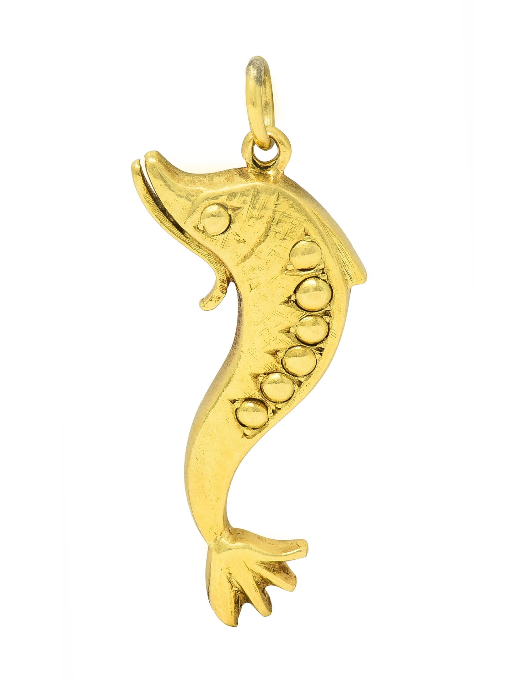 Vintage 18 Karat Yellow Gold Eel Fish Pendant Charm