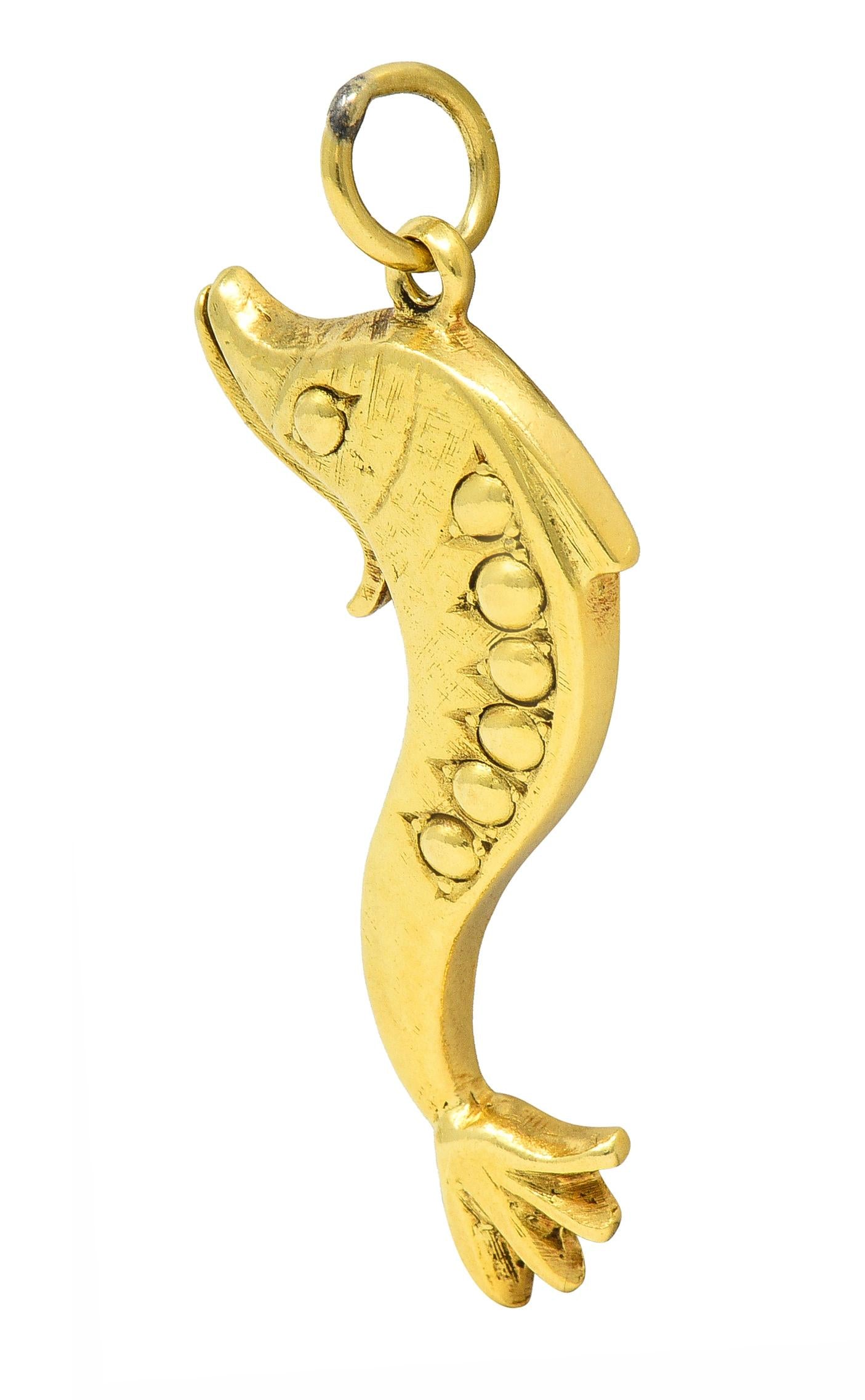 Vintage 18 Karat Yellow Gold Eel Fish Pendant Charm