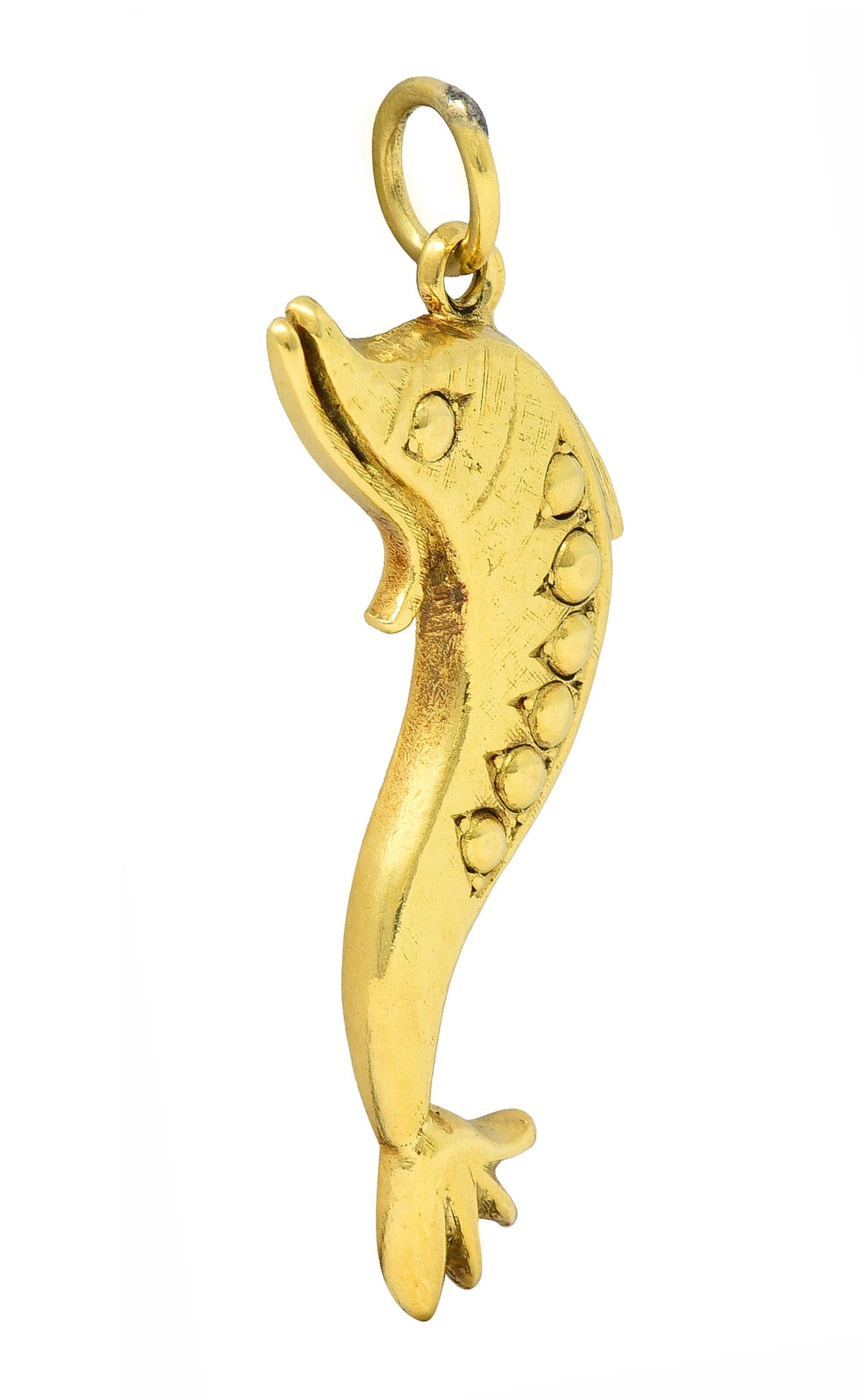 Vintage 18 Karat Yellow Gold Eel Fish Pendant Charm