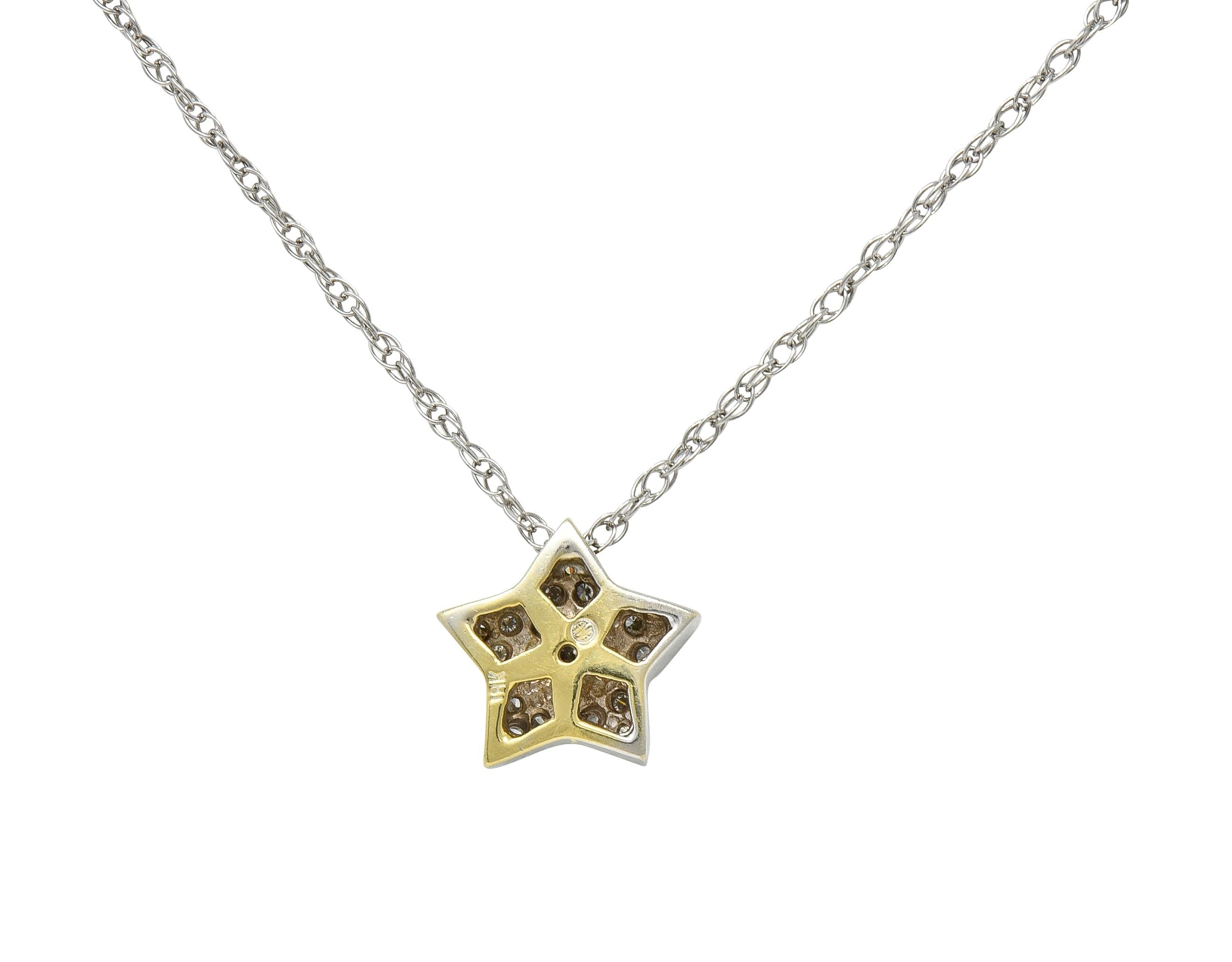 Contemporary 0.50 CTW Diamond 18 Karat White Gold Star Necklace