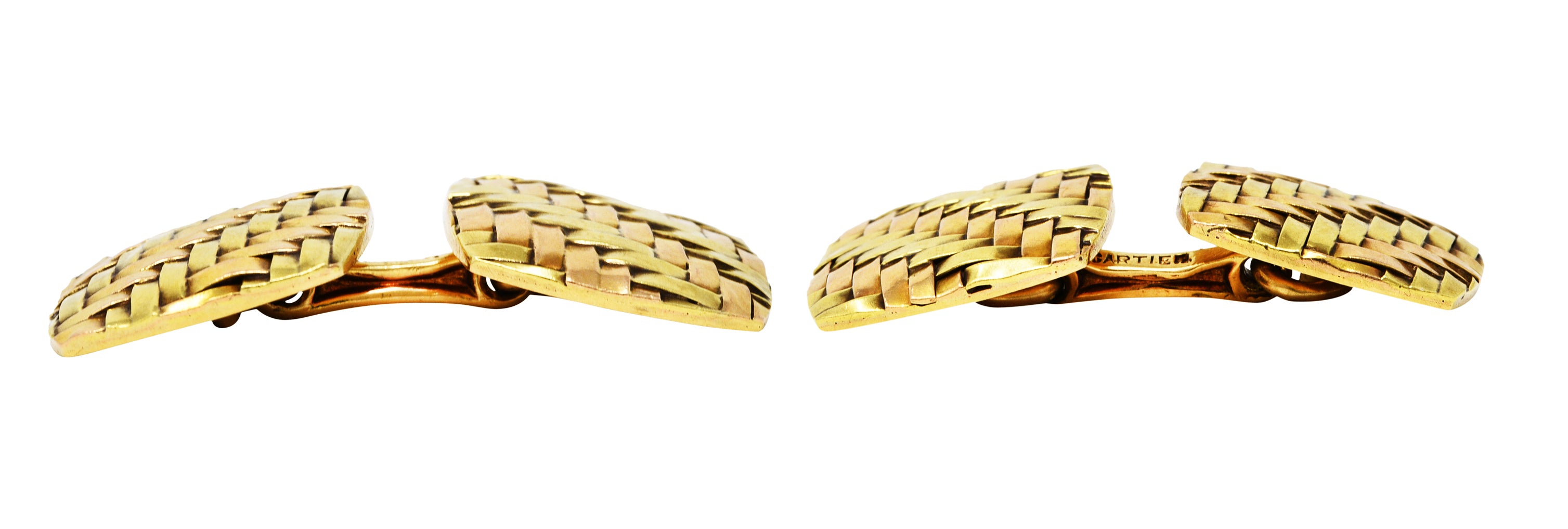 Cartier Retro 14 Karat Two-Tone Gold Woven Men's CufflinksCufflinks - Wilson's Estate Jewelry