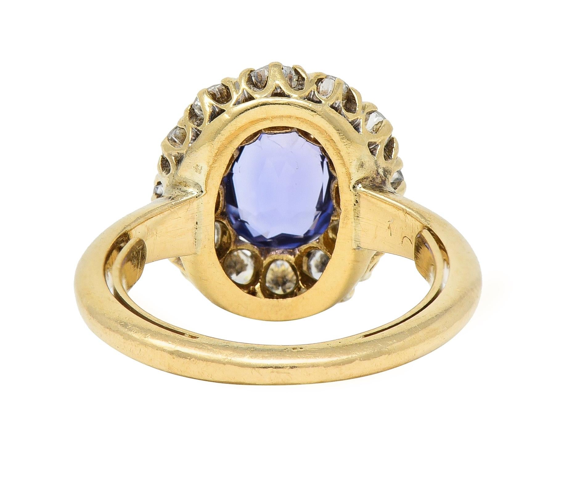 Edwardian 2.10 CTW No Heat Ceylon Sapphire Diamond 14 Karat Gold Antique Ring