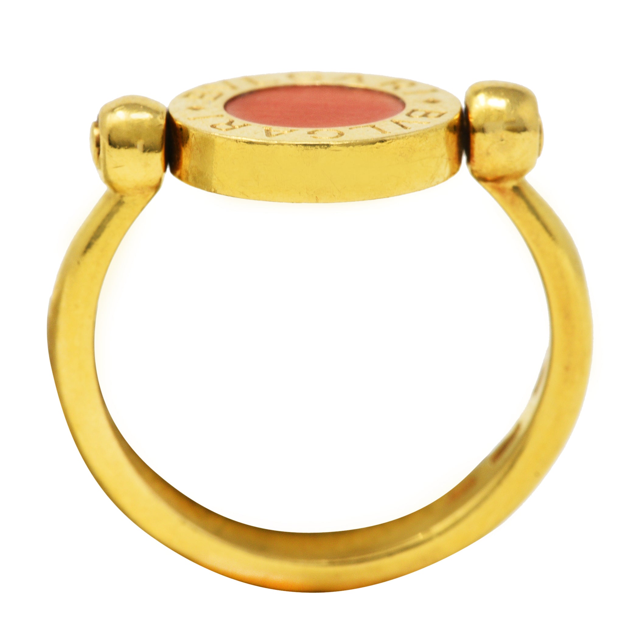 Bulgari Coral Onyx 18 Karat Yellow Gold Flip Band RingRing - Wilson's Estate Jewelry