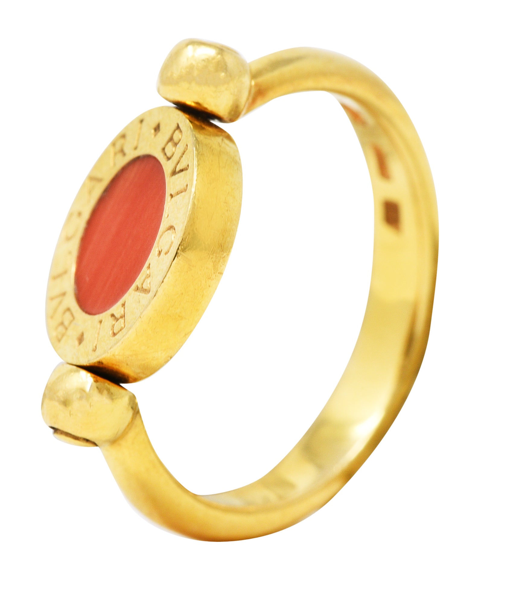 Bulgari Coral Onyx 18 Karat Yellow Gold Flip Band RingRing - Wilson's Estate Jewelry