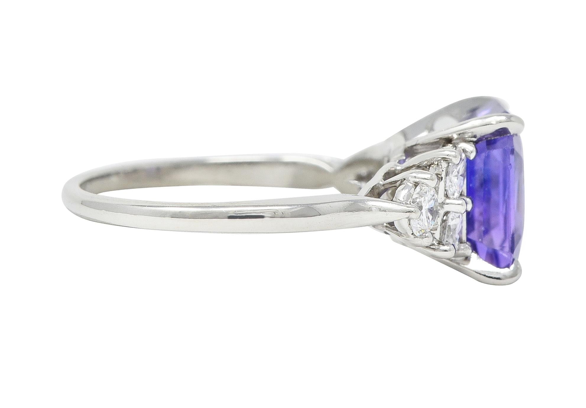 Contemporary 4.75 CTW No Heat Lavender Ceylon Sapphire Diamond Platinum Ring GIA