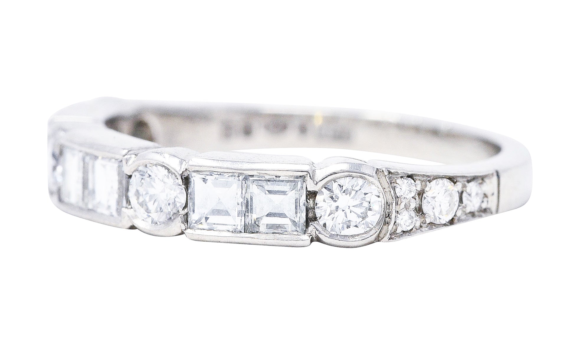 British 0.72 Carat Diamond Platinum Wedding Band Ring Wilson's Antique & Estate Jewelry