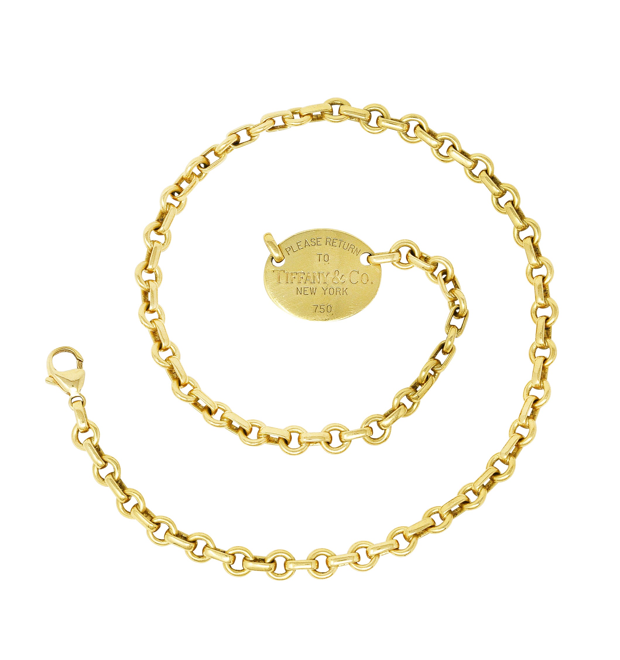 Tiffany & Co. 18 Karat Yellow Gold Return To Tiffany Station Necklace Wilson's Antique & Estate Jewelry