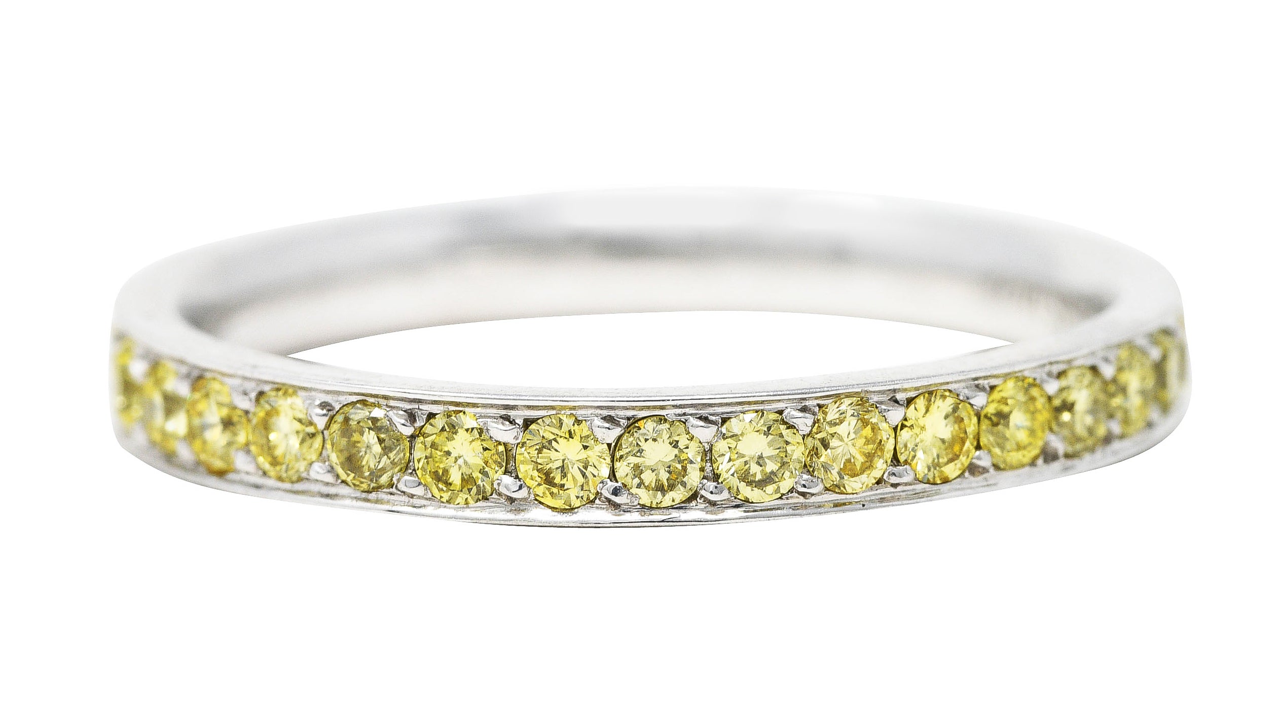 Contemporary 0.85 CTW Yellow Diamond Platinum Band Ring Wilson's Antique & Estate Jewelry