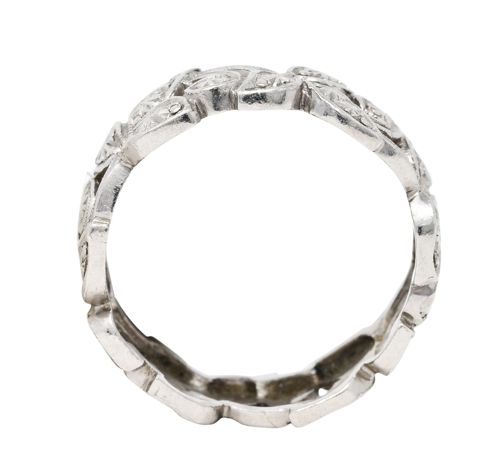 Art Deco Diamond Platinum Ivy Eternity Band RingRing - Wilson's Estate Jewelry