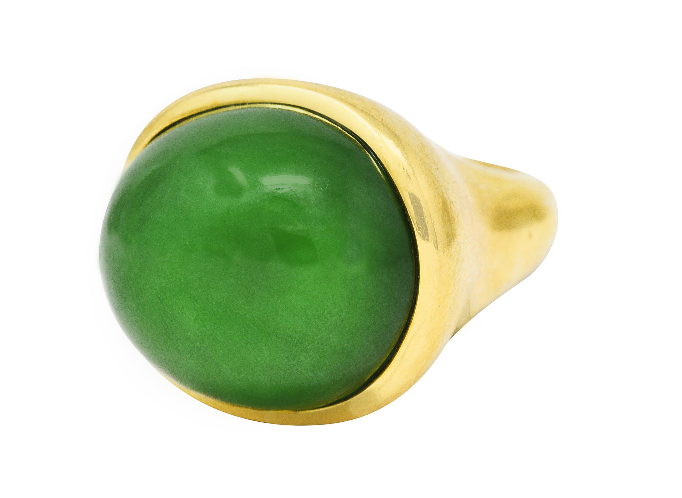 Elsa Peretti Tiffany & Co. Jade 18 Karat Yellow Gold Cabochon Ring Wilson's Estate Jewelry