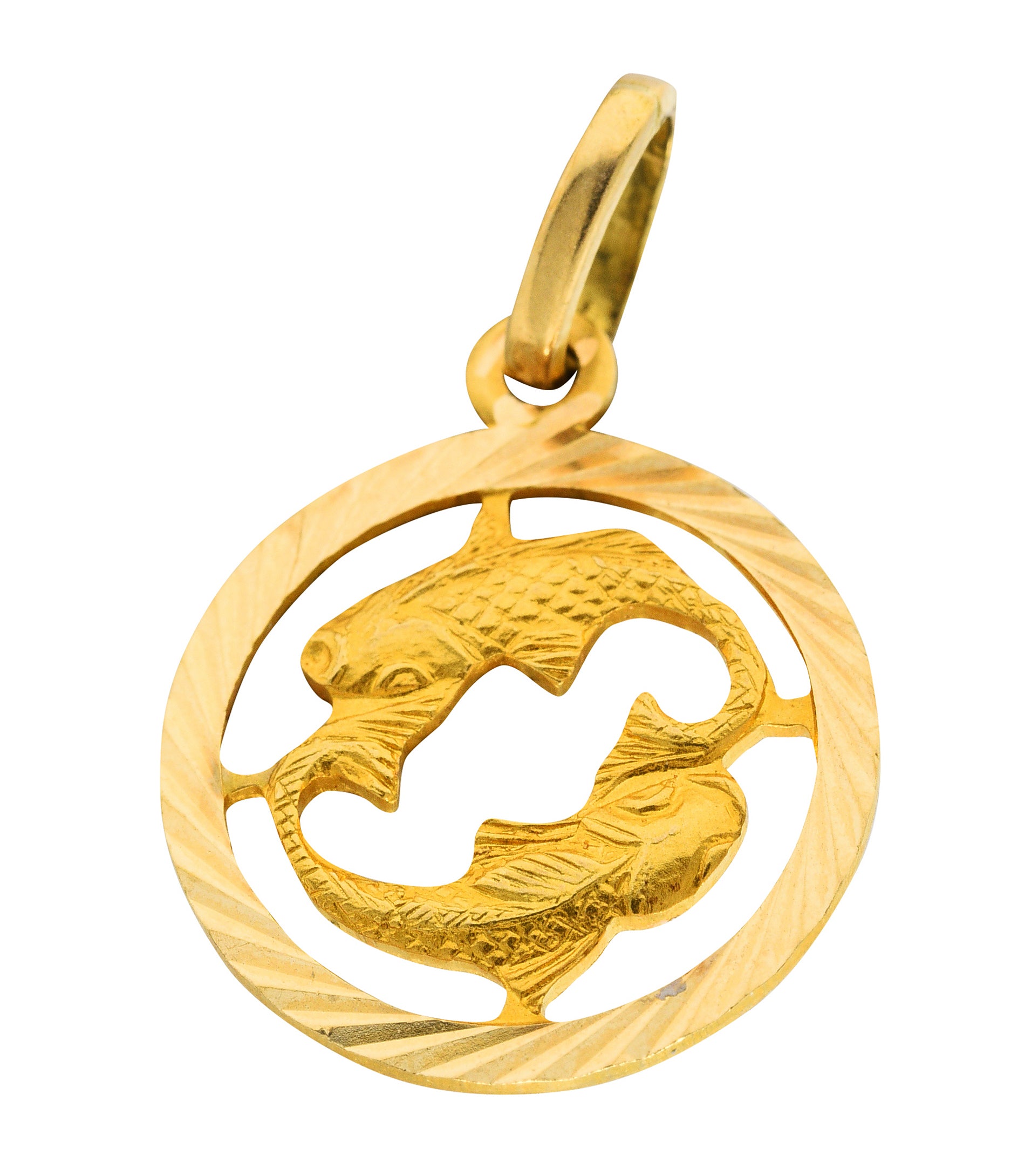 Vintage 18 Karat Gold Pisces Zodiac Charmcharm - Wilson's Estate Jewelry