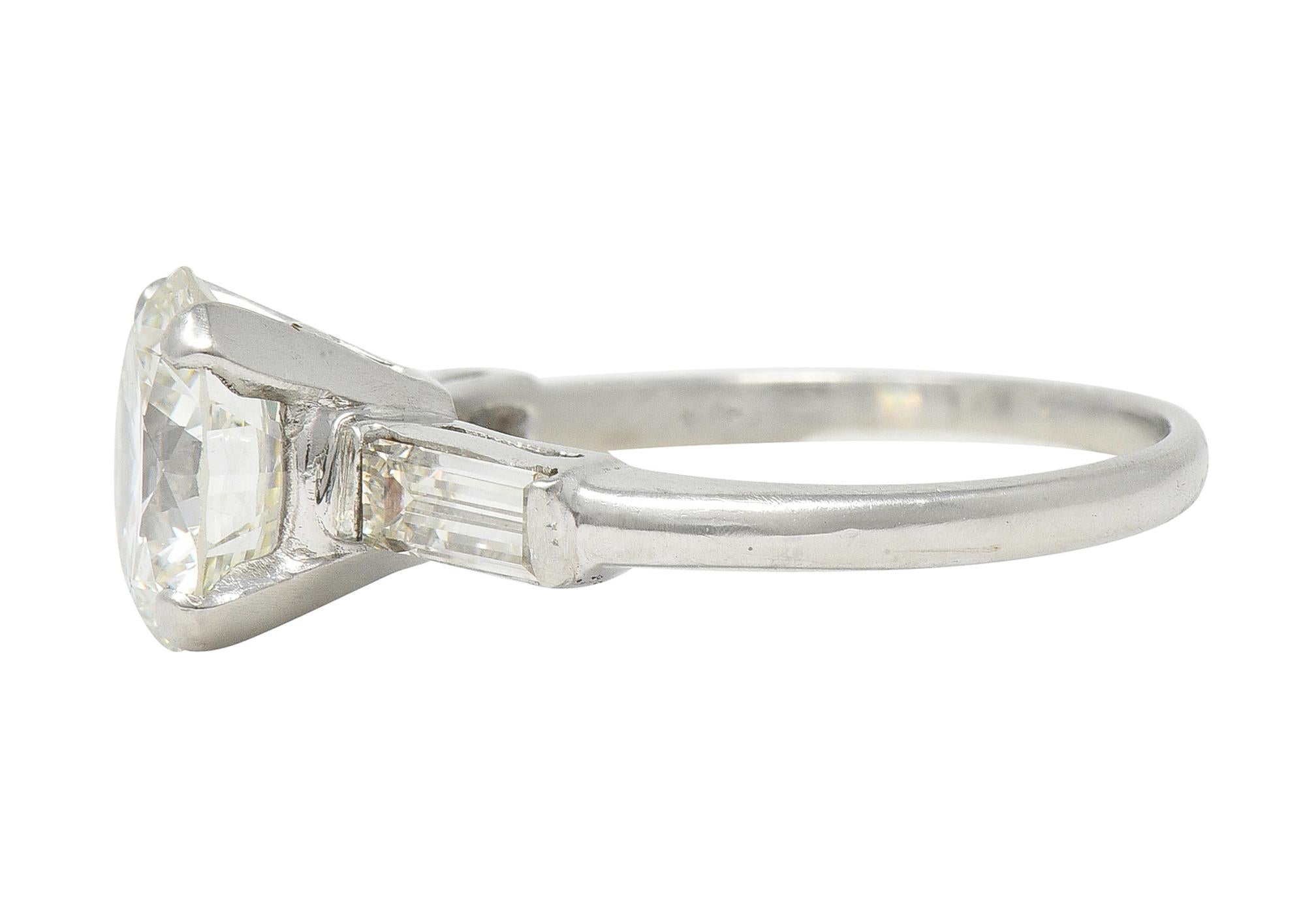 Mid-Century 2.74 CTW Transitional Cut Diamond Platinum Engagement Ring GIA