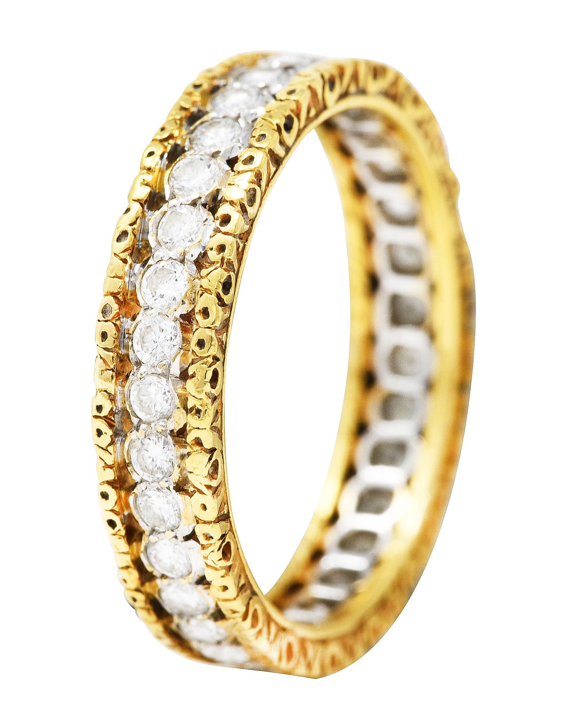 Buccellati Italy 1.00 CTW Diamond 18 Karat Two-Tone Gold Rombi Eternelle Band Ring Wilson's Antique & Estate Jewelry