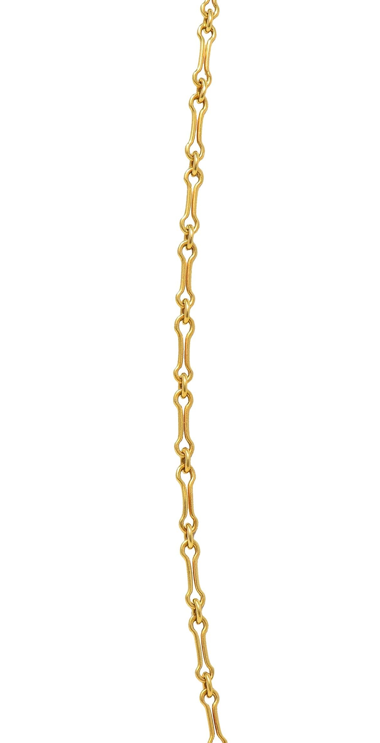 Victorian 10 Karat Yellow Gold Long Bar Link Antique Chain Necklace