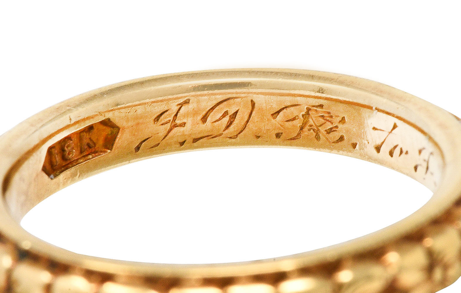 1906 Edwardian 18 Karat Yellow Gold Orange Blossom Band Ring Wilson's Antique & Estate Jewelry