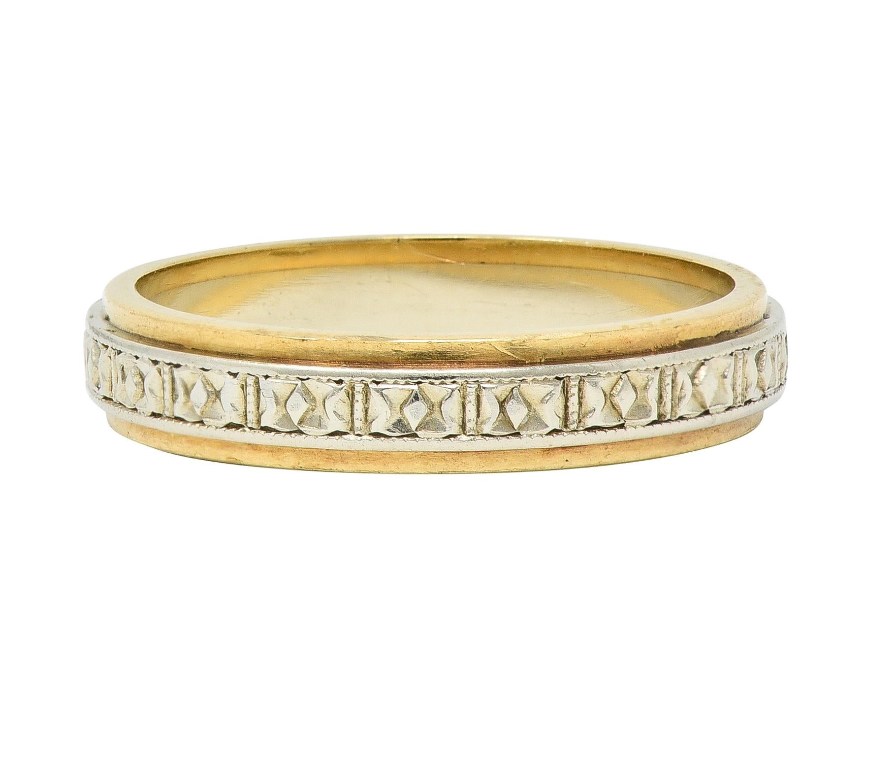 Art Deco Platinum 14 Karat Two-Tone Gold Antique Wedding Band Ring