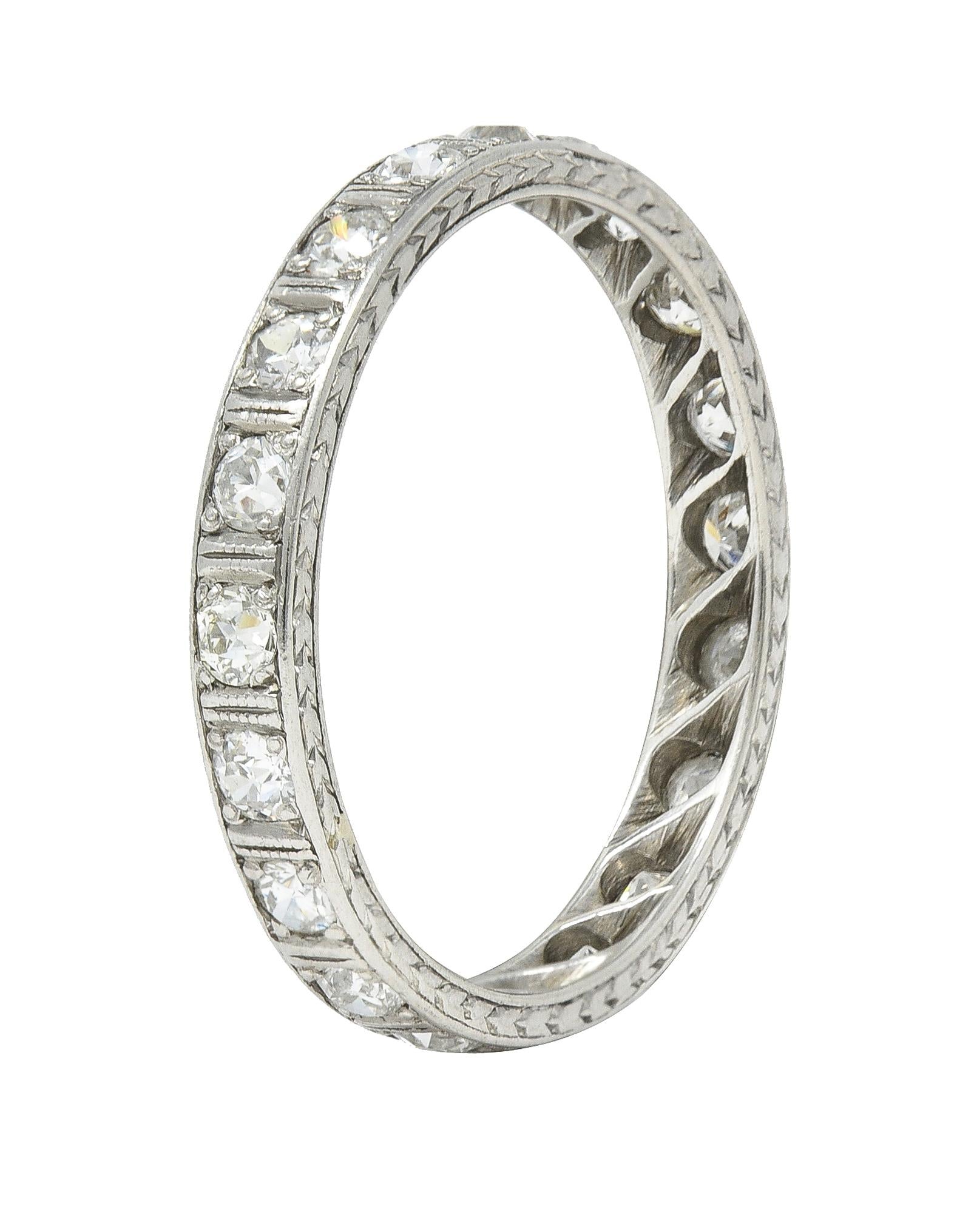 Art Deco 0.80 CTW Old European Cut Diamond Platinum Eternity Band Ring