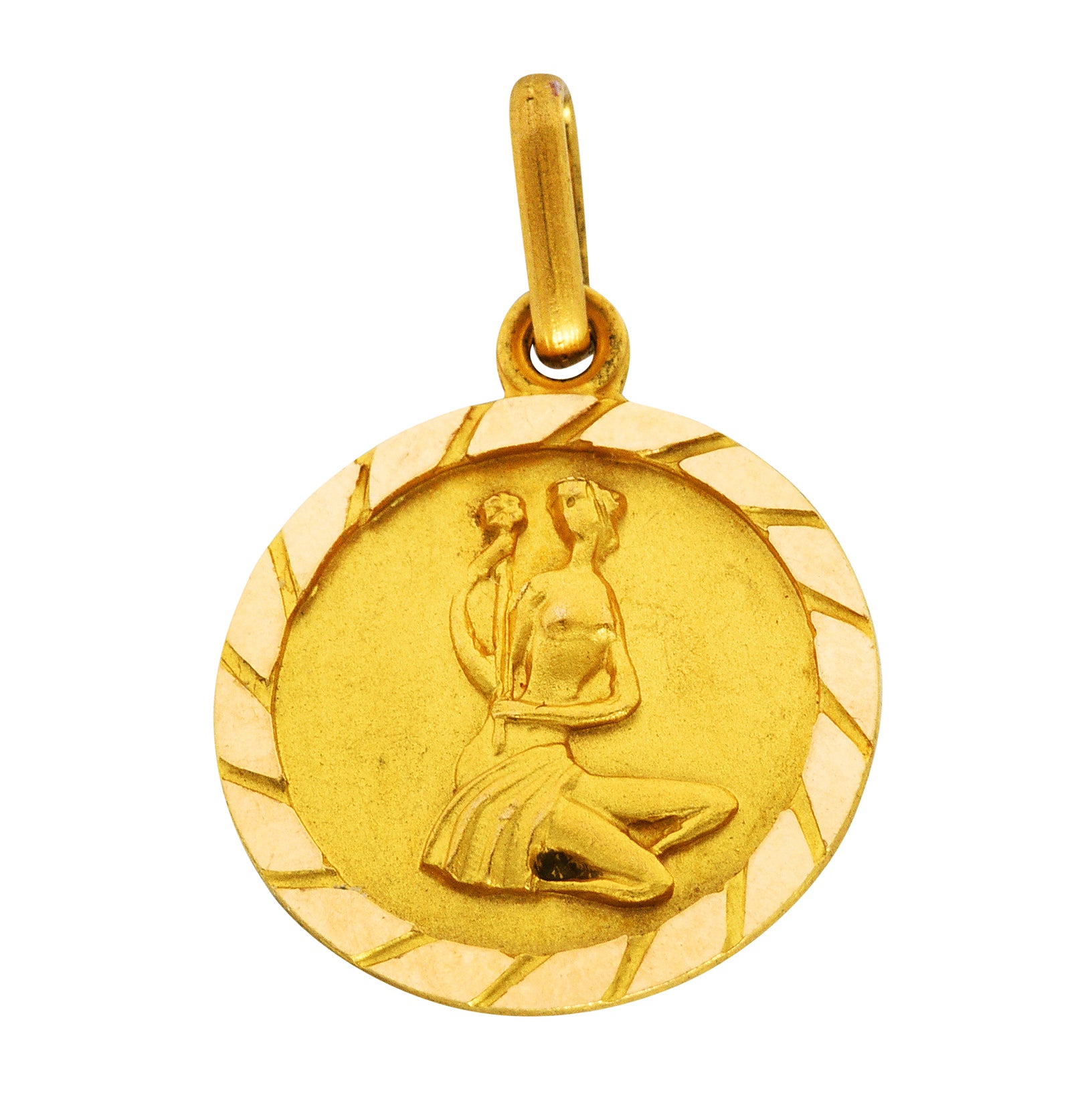 1970's Vintage 18 Karat Yellow Gold Virgo Zodiac Charmcharm - Wilson's Estate Jewelry