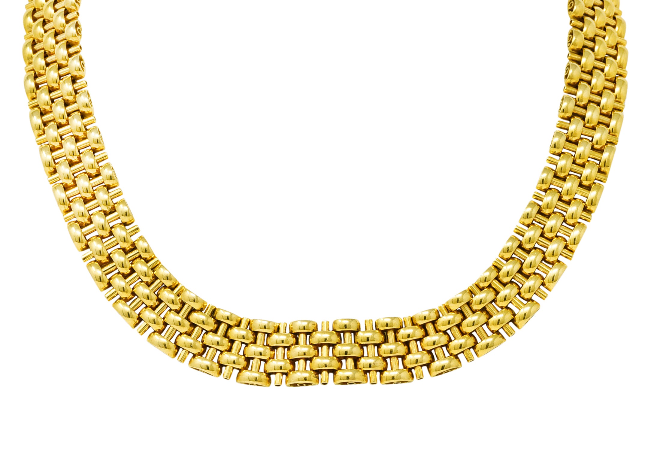 Fred Joaillerie 1960's 18 Karat Yellow Gold Woven Link Vintage Collar Necklace Wilson's Estate Jewelry