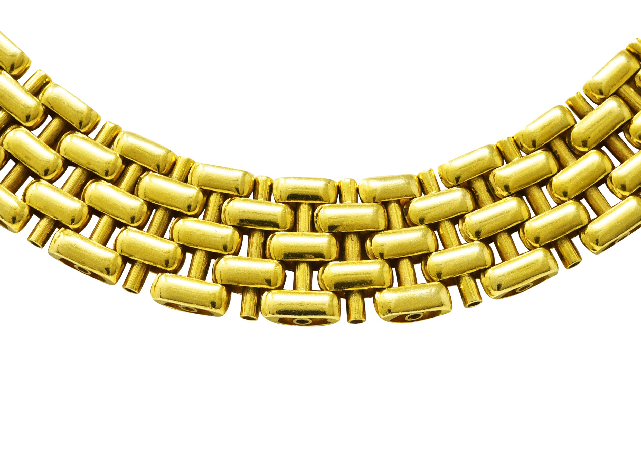 Fred Joaillerie 1960's 18 Karat Yellow Gold Woven Link Vintage Collar Necklace Wilson's Estate Jewelry