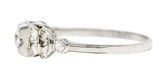 Art Deco 0.34 CTW Old European Diamond 18 Karat White Gold Foliate Engagement Ring Wilson's Estate Jewelry