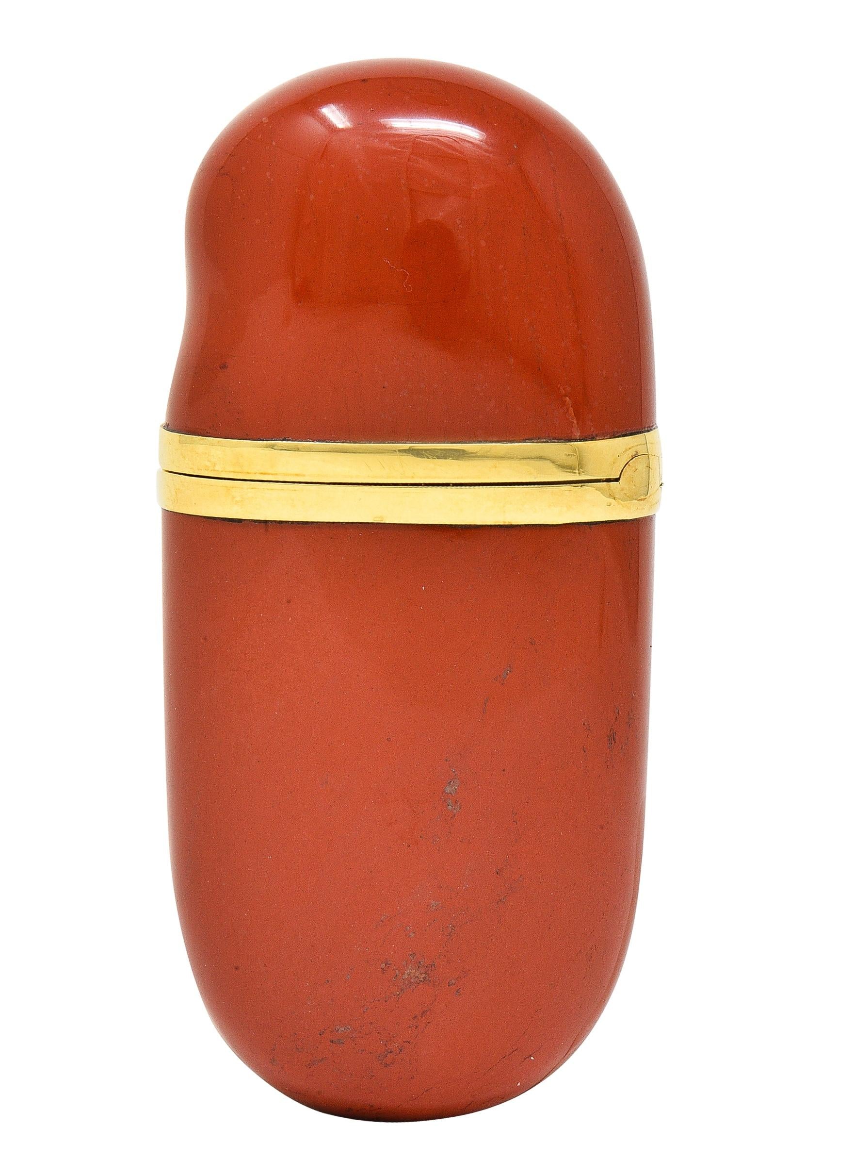 Elsa Peretti Tiffany & Co. 1980's Jasper 18 Karat Gold Bean Pill Box Lighter