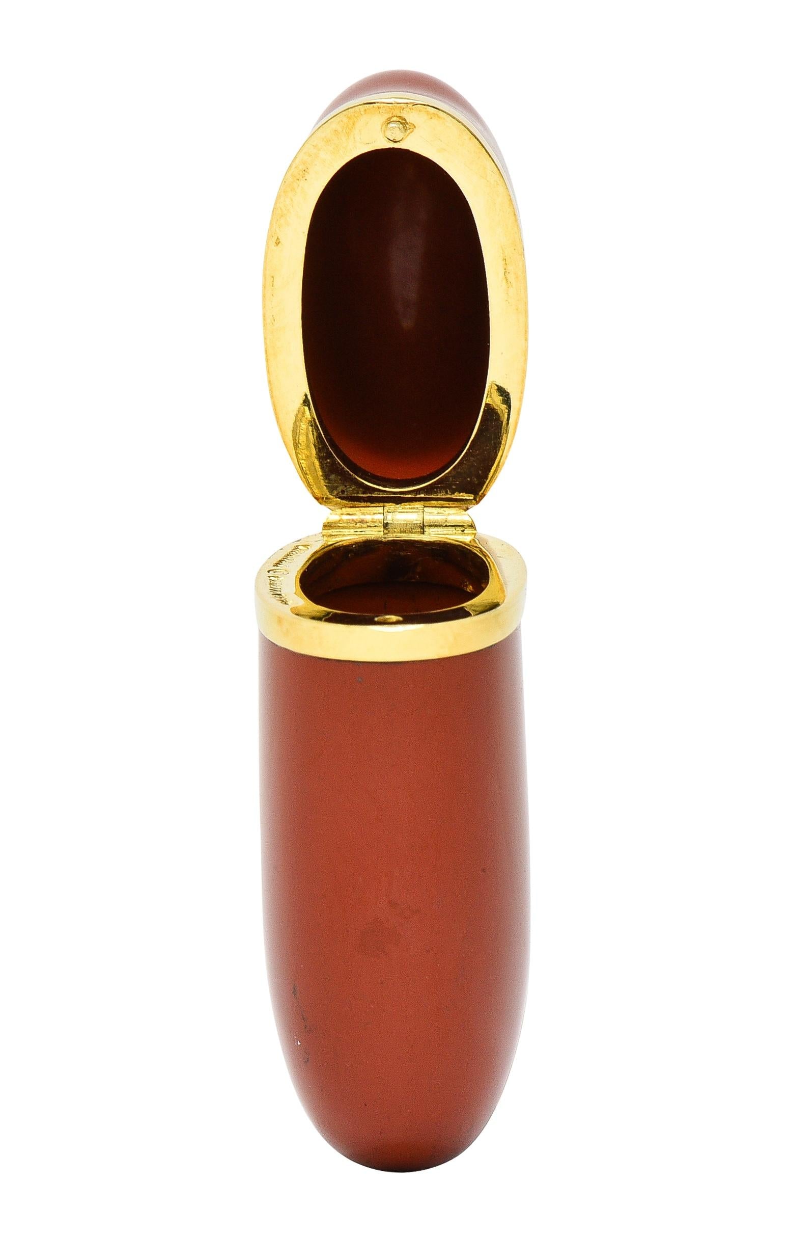 Elsa Peretti Tiffany & Co. 1980's Jasper 18 Karat Gold Bean Pill Box Lighter