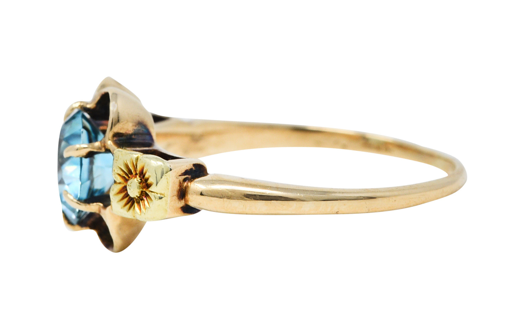 Art Deco Zircon 14 Karat Two-Tone Gold Blossom RingRing - Wilson's Estate Jewelry