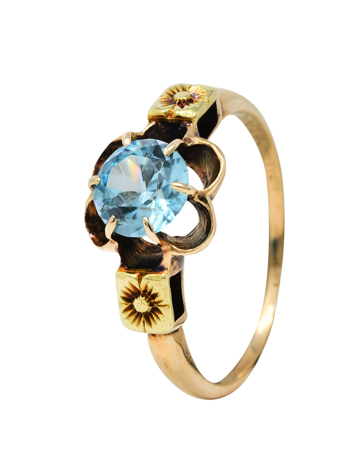 Art Deco Zircon 14 Karat Two-Tone Gold Blossom RingRing - Wilson's Estate Jewelry